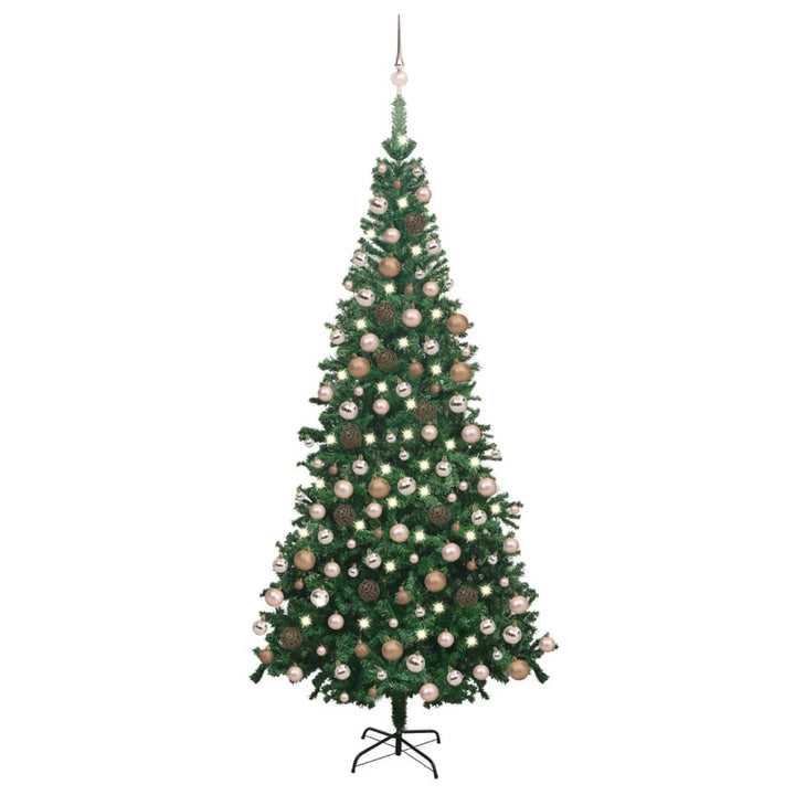 Kunstkerstboom met LED's en kerstballen L 240 cm groen