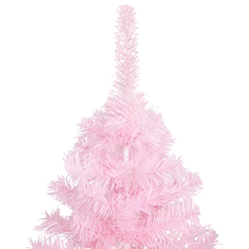 Kunstkerstboom met LED's en kerstballen 120 cm PVC roze