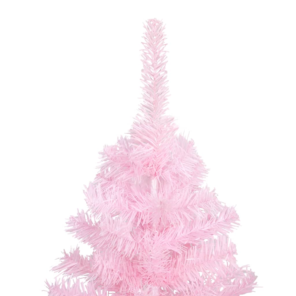 Kunstkerstboom met LED's en kerstballen 150 cm PVC roze