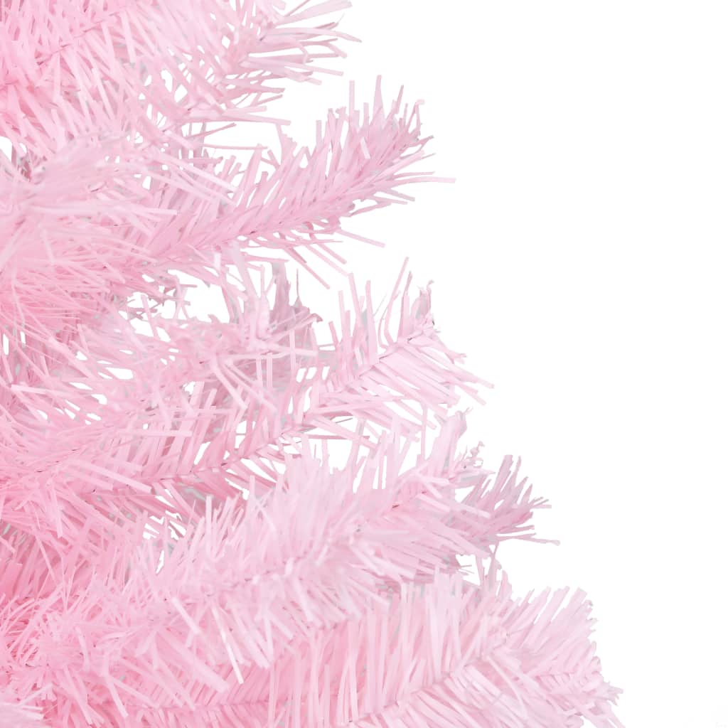 Kunstkerstboom met LED's en kerstballen 180 cm PVC roze