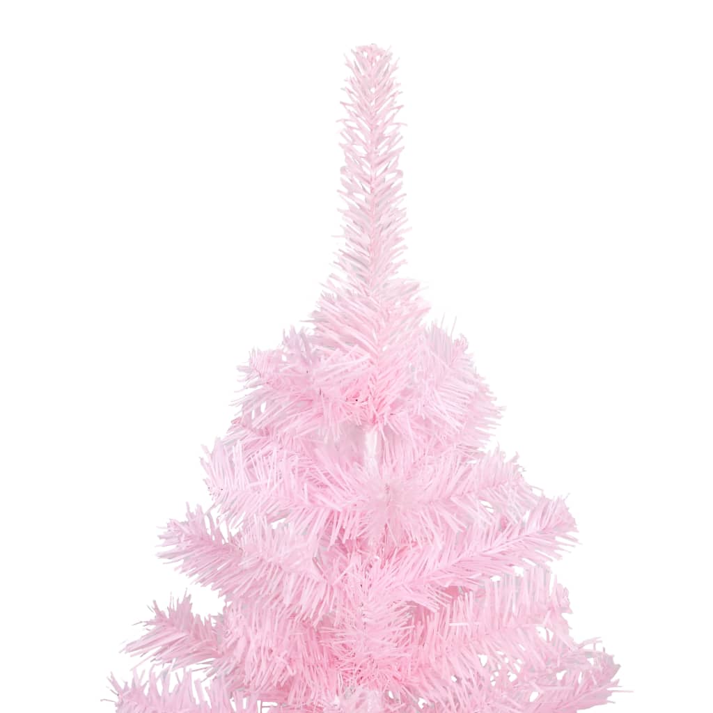 Kunstkerstboom met LED's en kerstballen 210 cm PVC roze