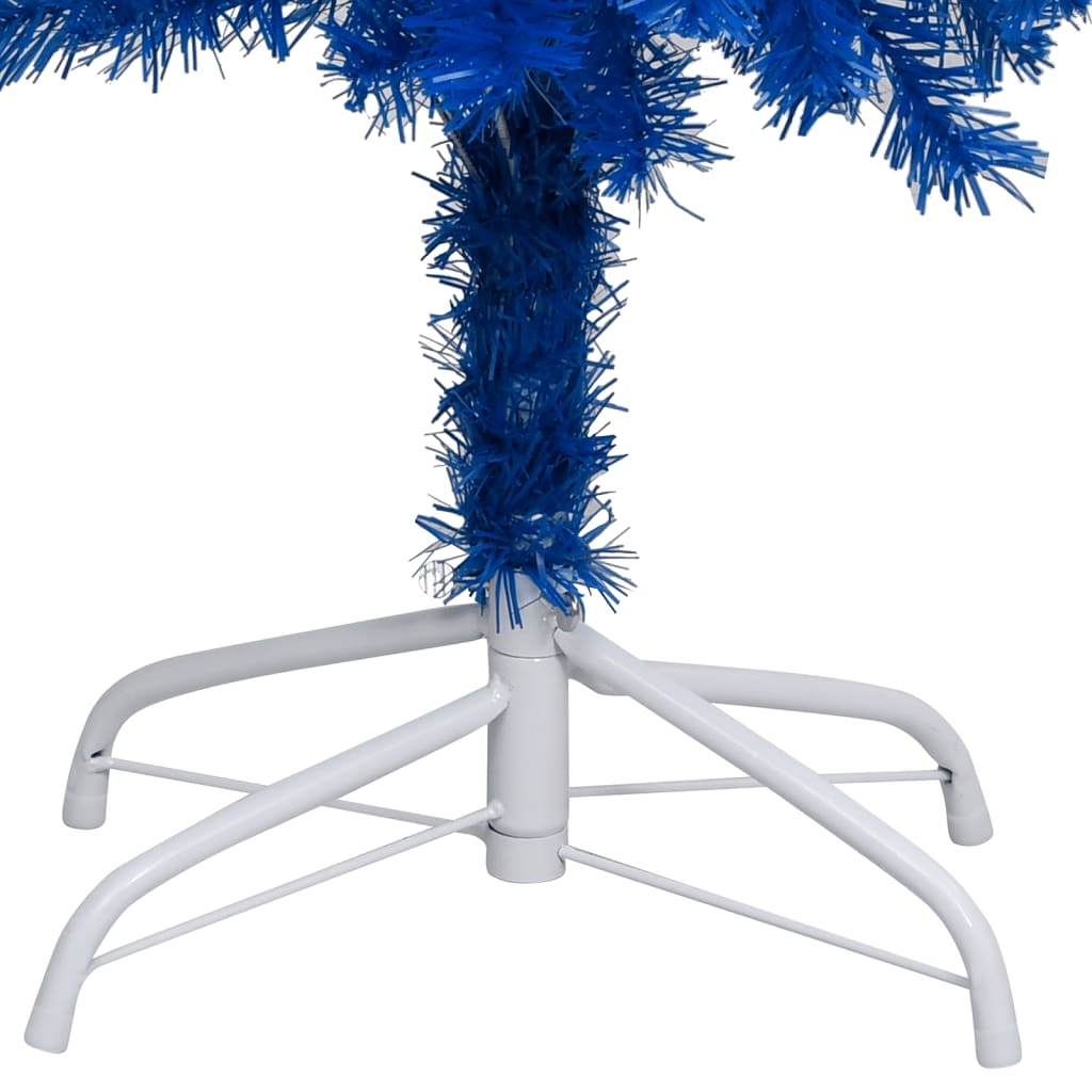 Kunstkerstboom met LED's en kerstballen 120 cm PVC blauw