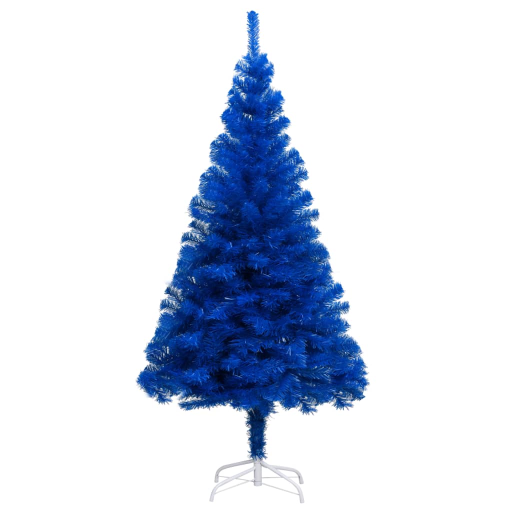 Kunstkerstboom met LED's en kerstballen 150 cm PVC blauw