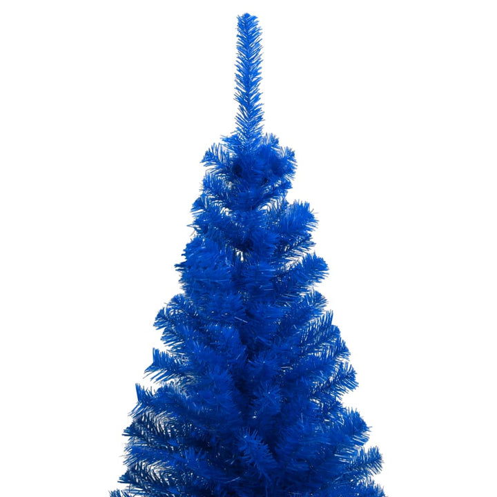 Kunstkerstboom met LED's en kerstballen 180 cm PVC blauw