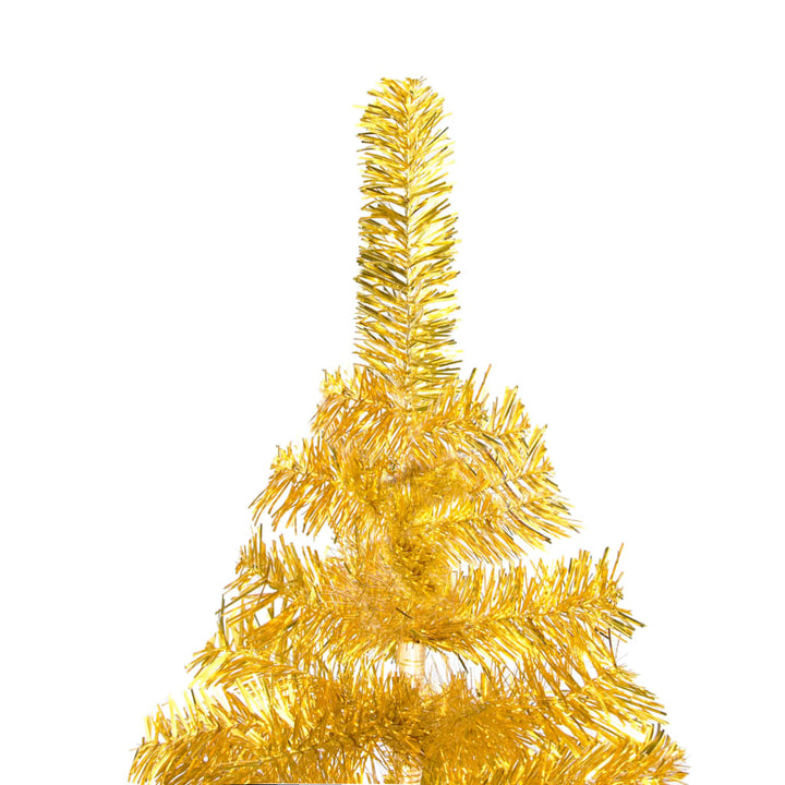 Kunstkerstboom met LED's en kerstballen 210 cm PET goudkleurig