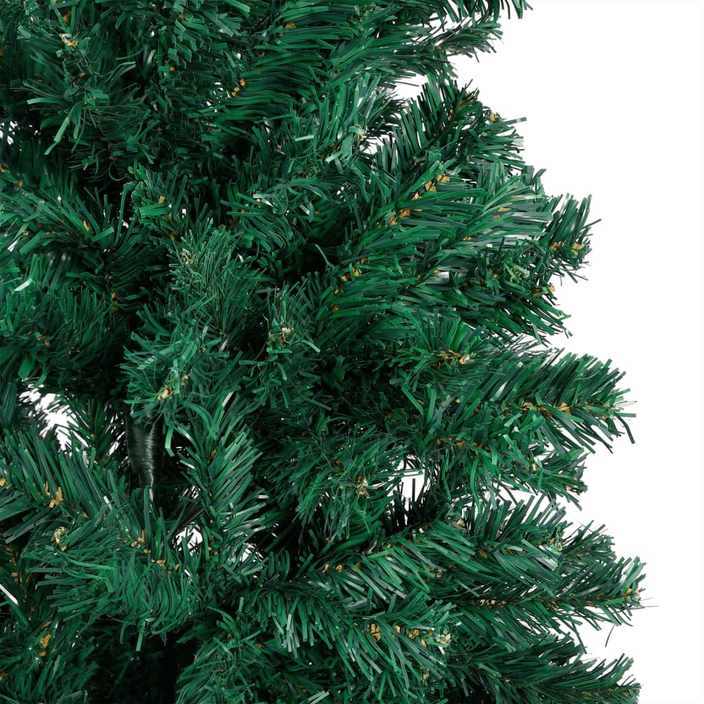 Kunstkerstboom met LED's en kerstballen 210 cm PVC groen