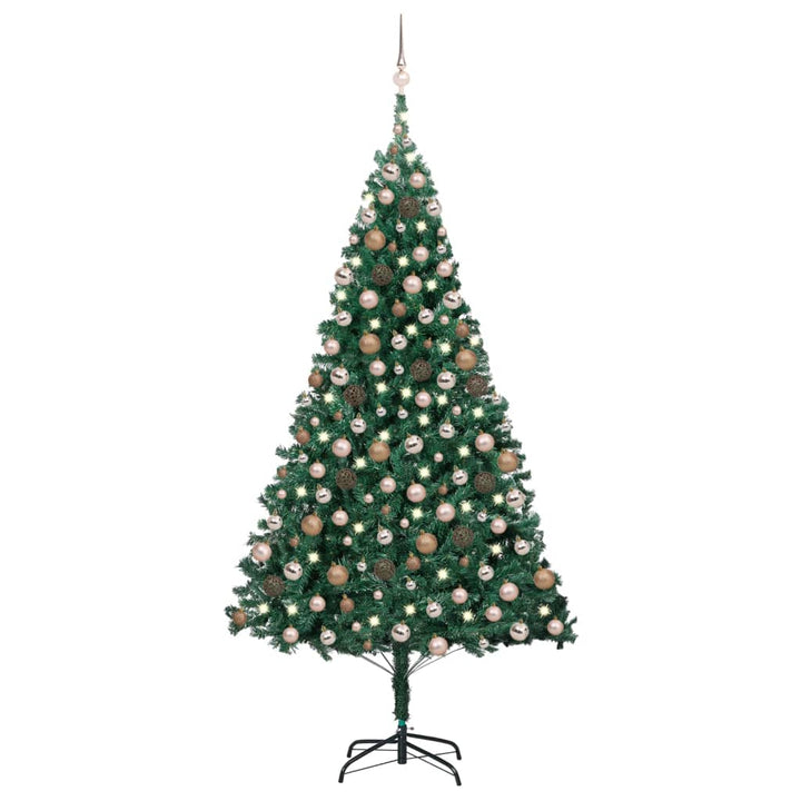 Kunstkerstboom met LED's en kerstballen 240 cm groen