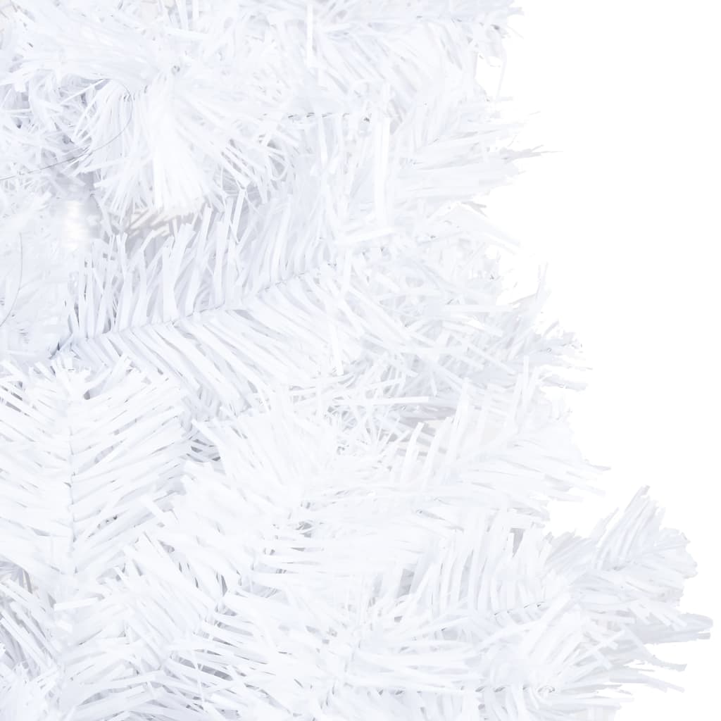 Kunstkerstboom met LED's en kerstballen 120 cm PVC wit
