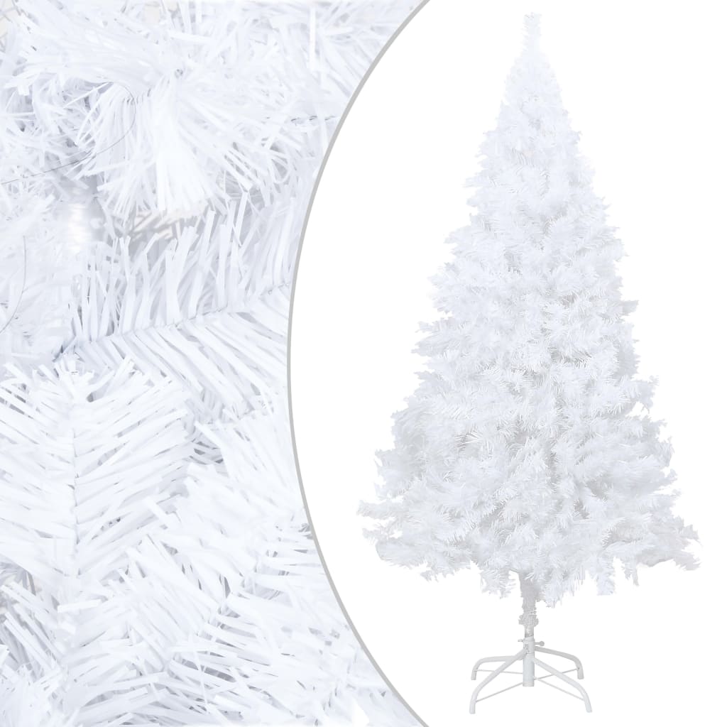 Kunstkerstboom met LED's en kerstballen 180 cm PVC wit