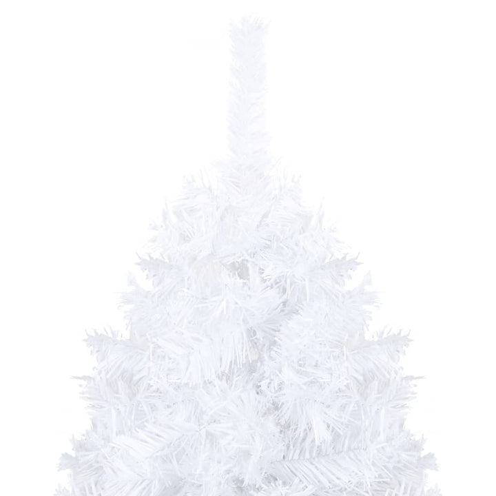 Kunstkerstboom met LED's en kerstballen 210 cm PVC wit