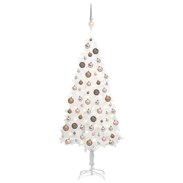 Kunstkerstboom met LED's en kerstballen 180 cm wit