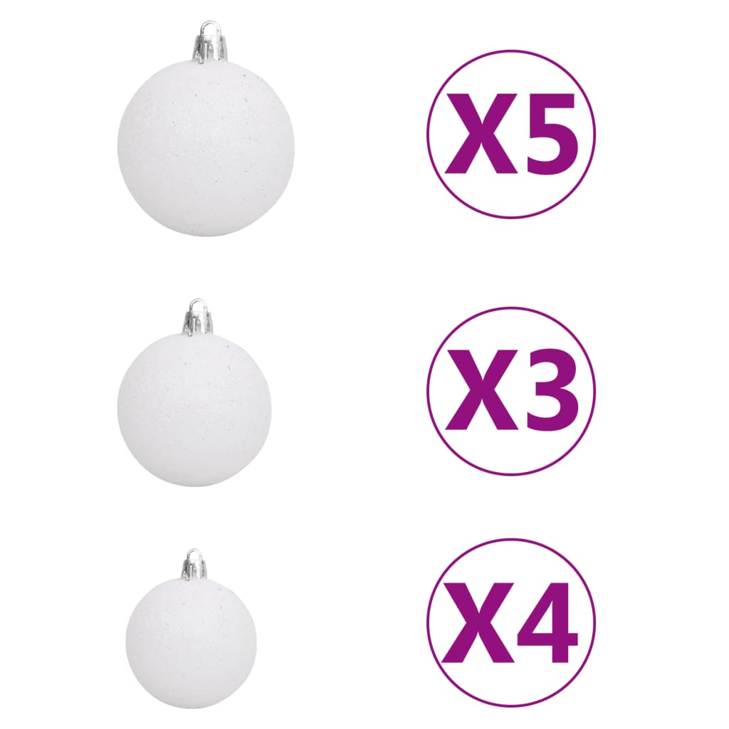 Kunstkerstboom met LED's en kerstballen half 210 cm groen