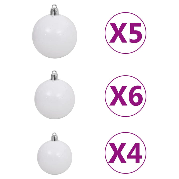 Kunstkerstboom met LED's en kerstballen half 210 cm groen