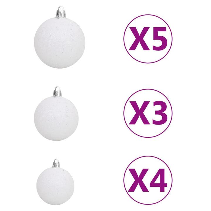 Kunstkerstboom met LED's en kerstballen half 150 cm wit
