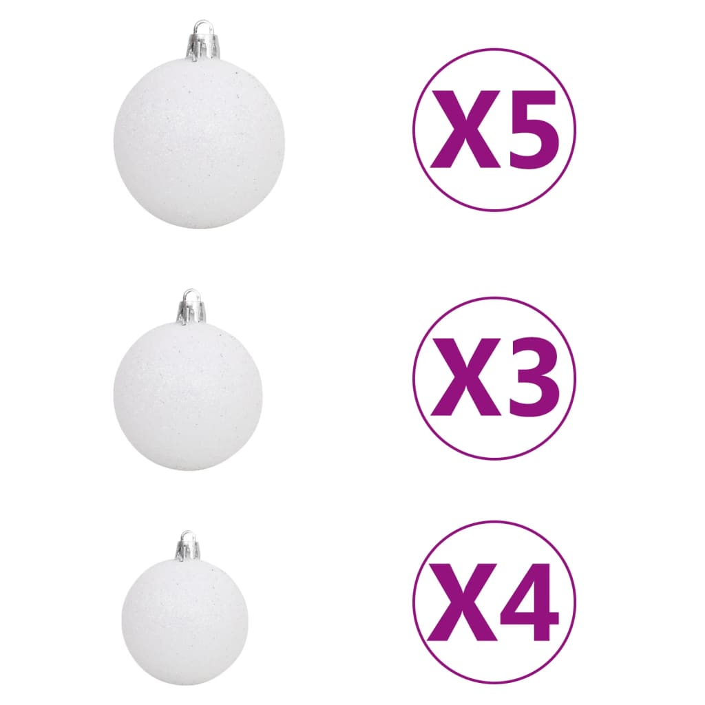 Kunstkerstboom met LED's en kerstballen half 240 cm wit