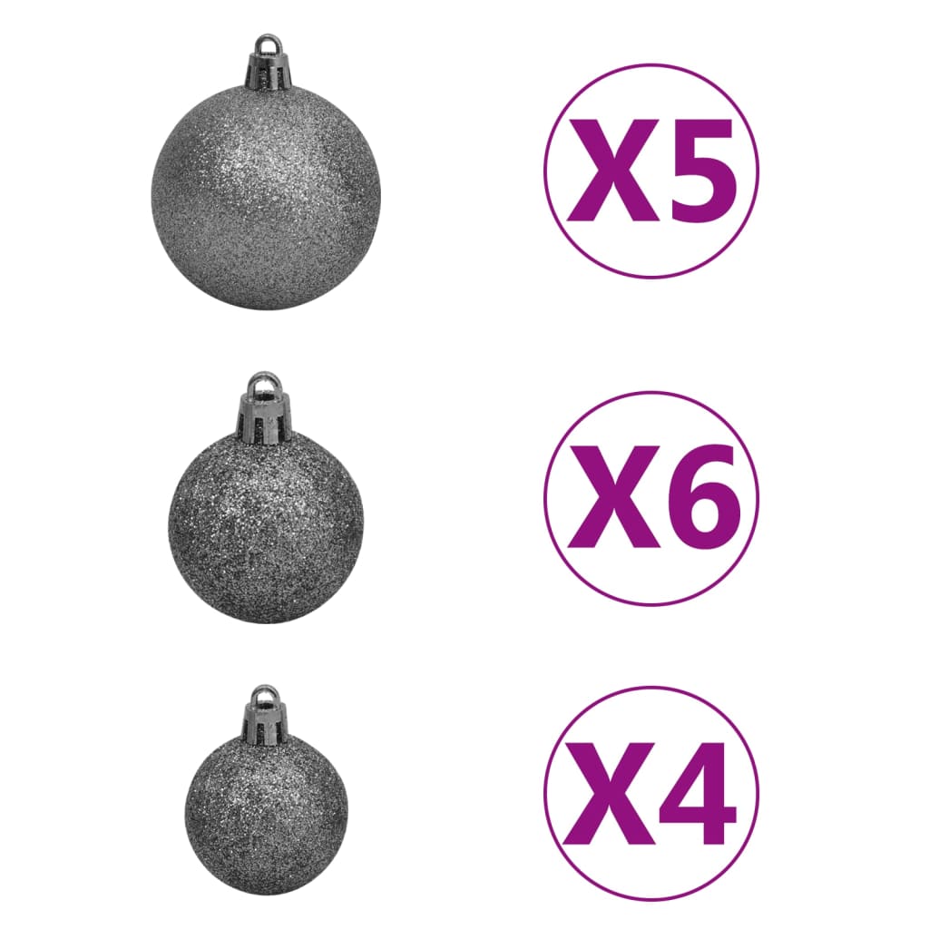 Kunstkerstboom met LED's en kerstballen 564 takken 180 cm
