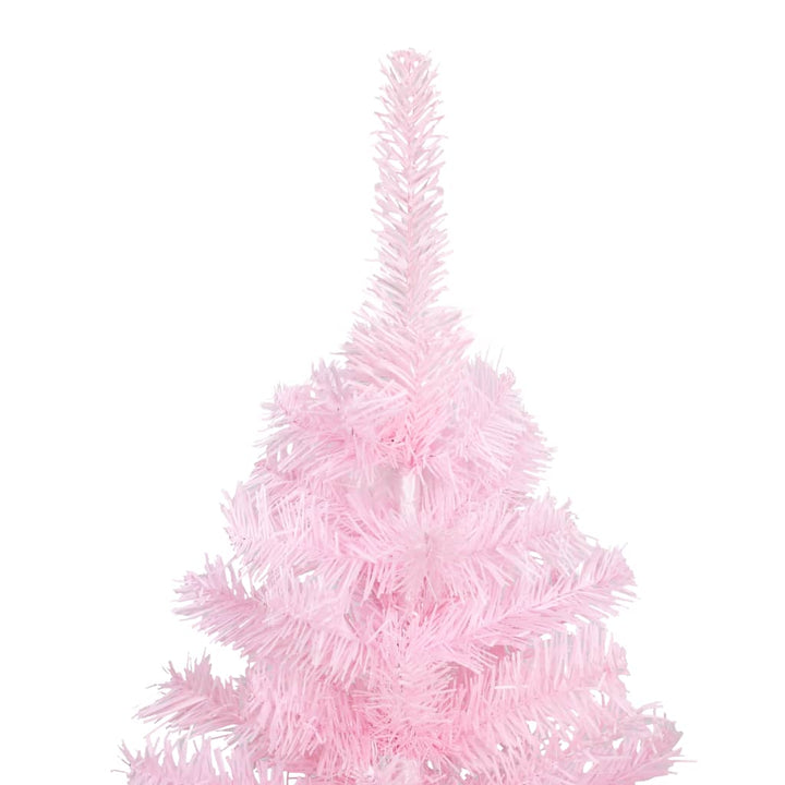 Kunstkerstboom met LED's en kerstballen 150 cm PVC roze