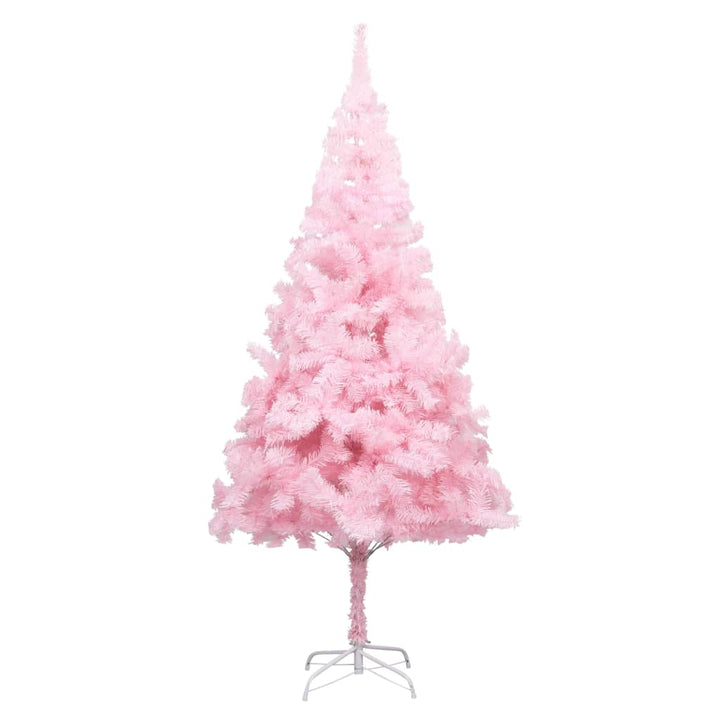 Kunstkerstboom met LED's en kerstballen 210 cm PVC roze