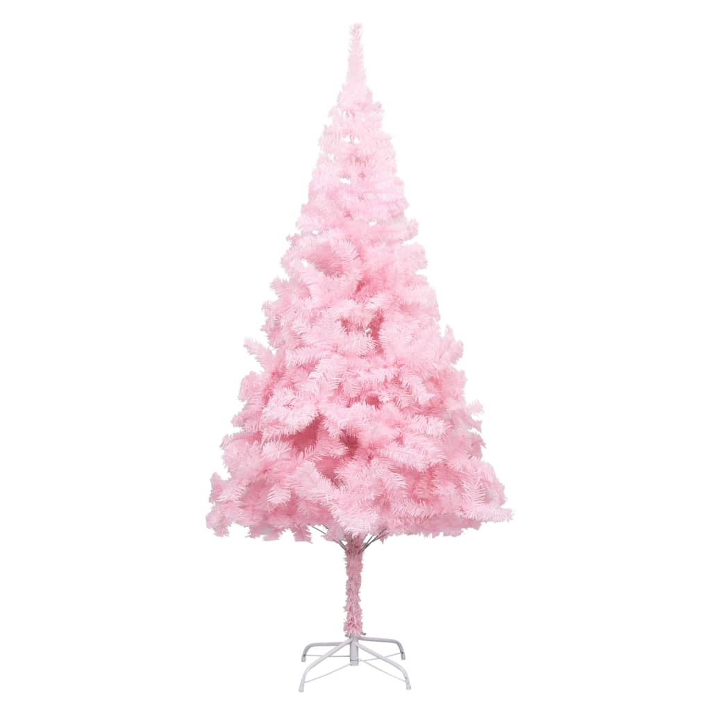 Kunstkerstboom met LED's en kerstballen 240 cm PVC roze