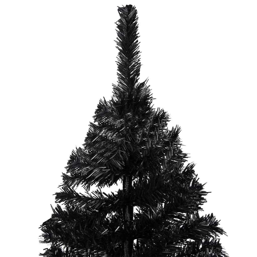 Kunstkerstboom met LED's en kerstballen 240 cm PVC zwart