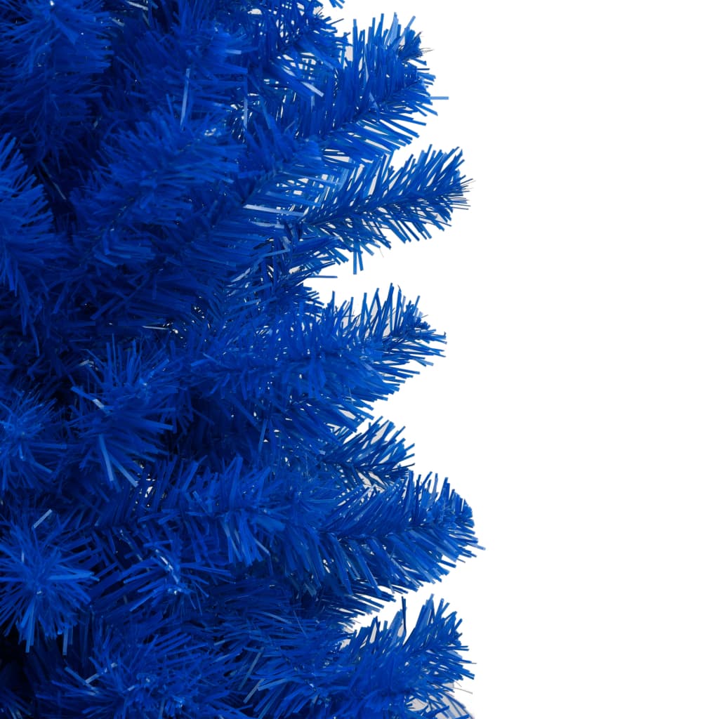 Kunstkerstboom met LED's en kerstballen 150 cm PVC blauw