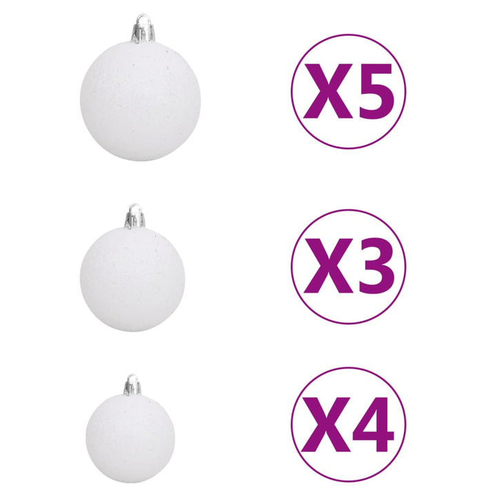 Kunstkerstboom met LED's en kerstballen 150 cm PET zilverkleur