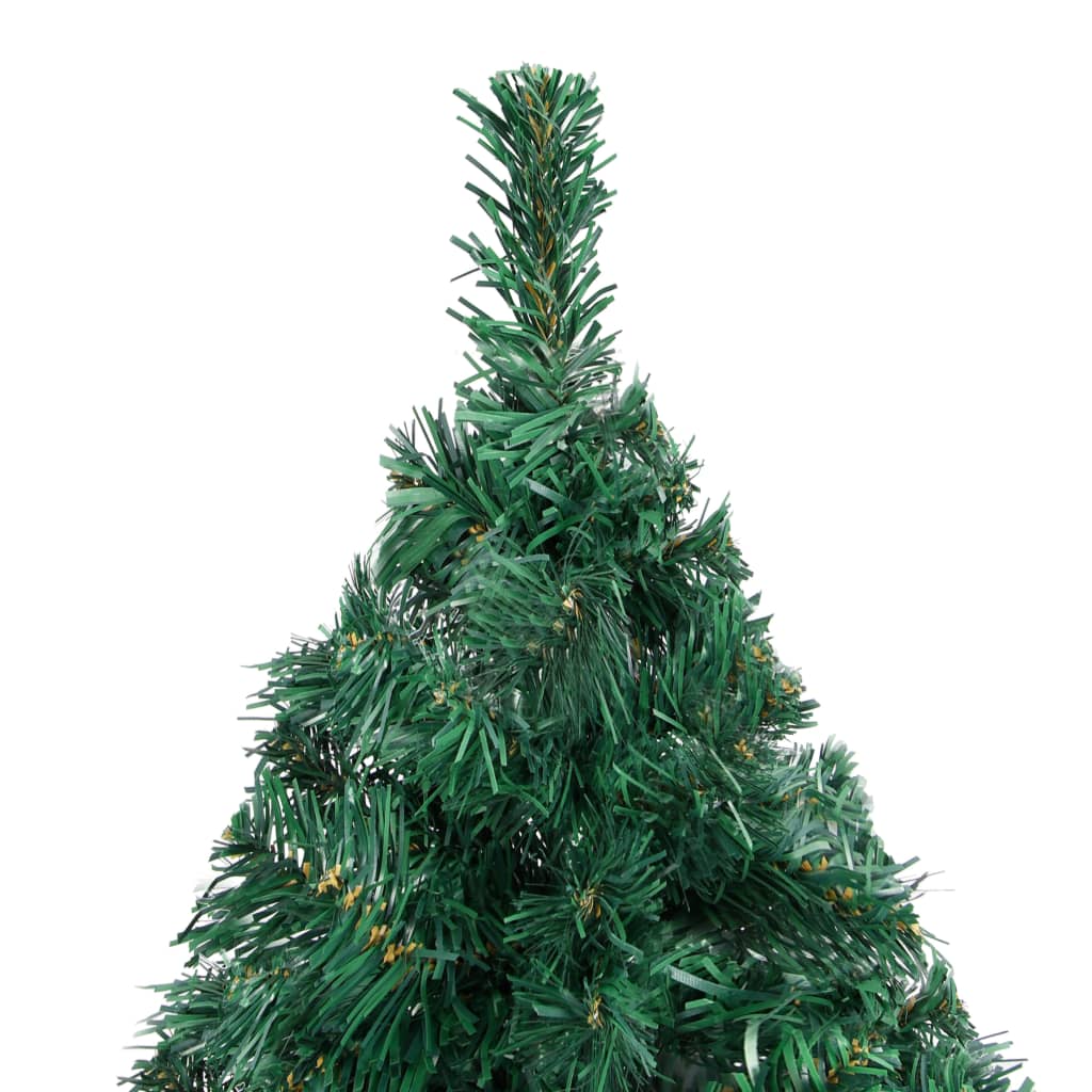 Kunstkerstboom met LED's en kerstballen 120 cm PVC groen