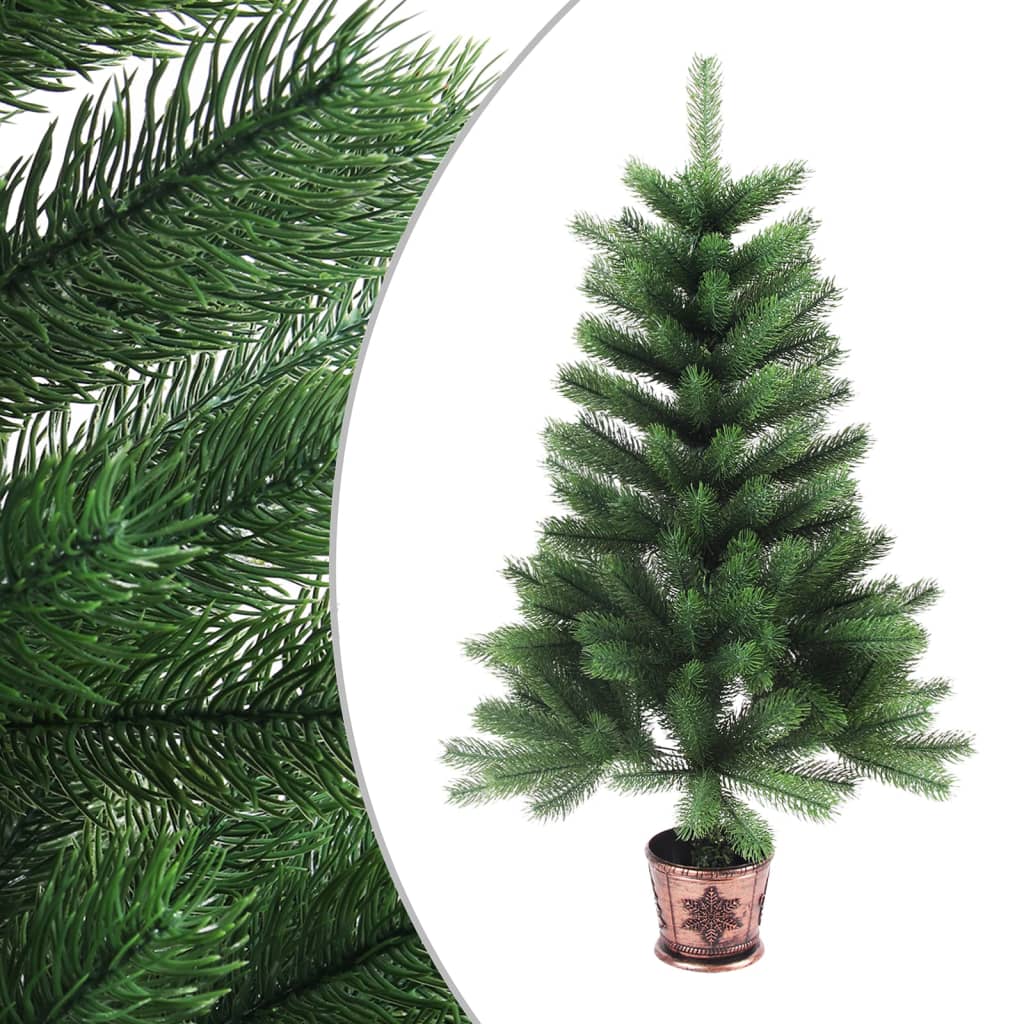 Kunstkerstboom met LED's en kerstballen 90 cm groen