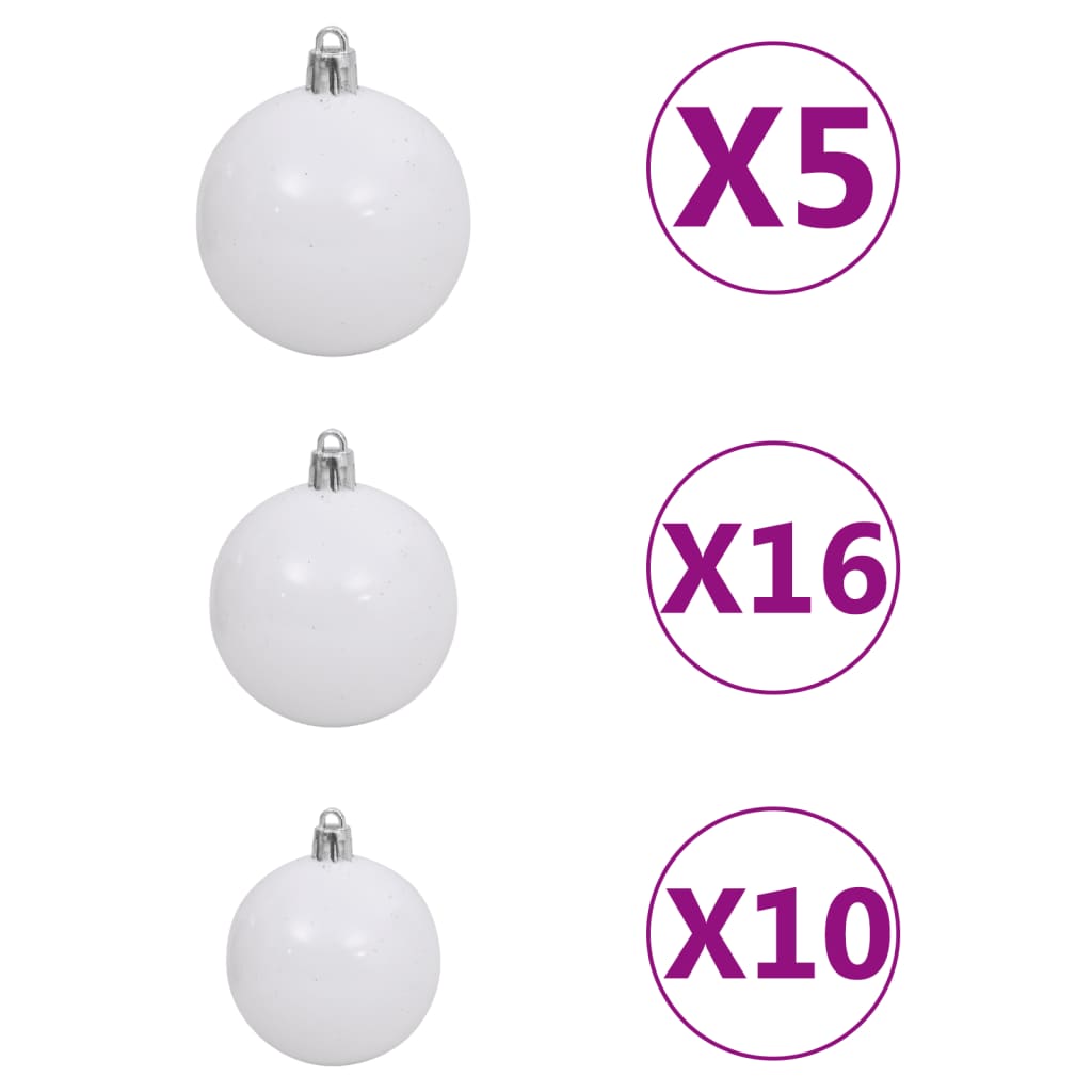 Kunstkerstboom met LED's en kerstballen 210 cm groen