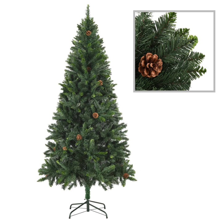Kunstkerstboom met LED's en kerstballen 210 cm groen