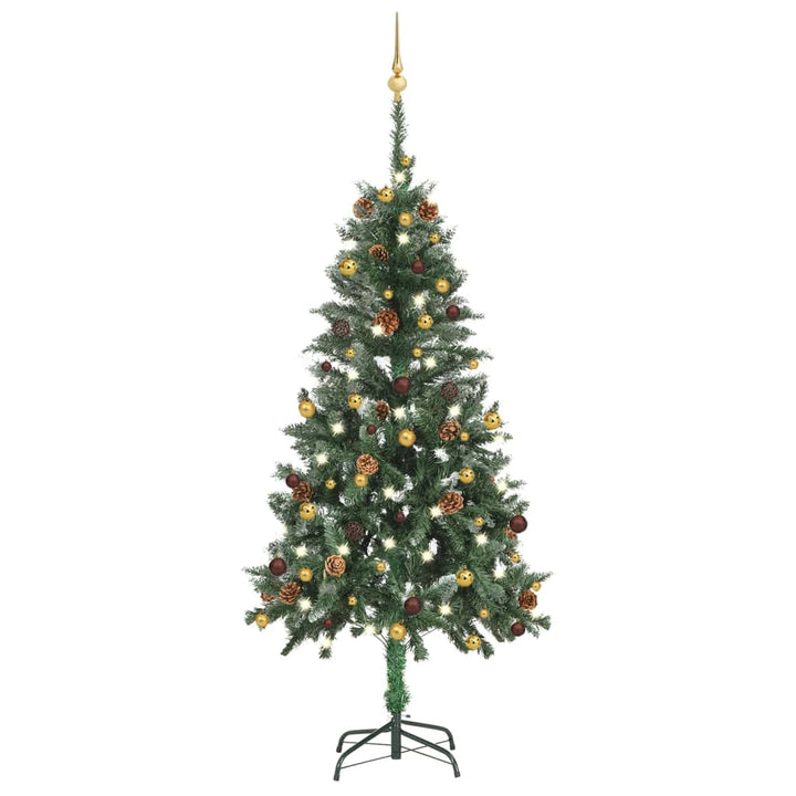 Kunstkerstboom met LED's en kerstballen 150 cm