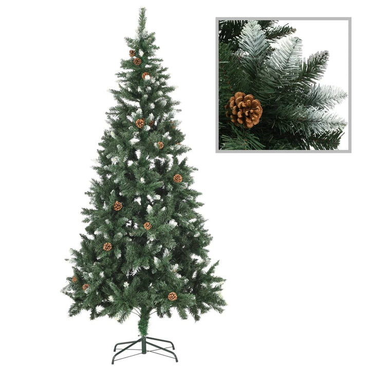 Kunstkerstboom met LED's en kerstballen 210 cm