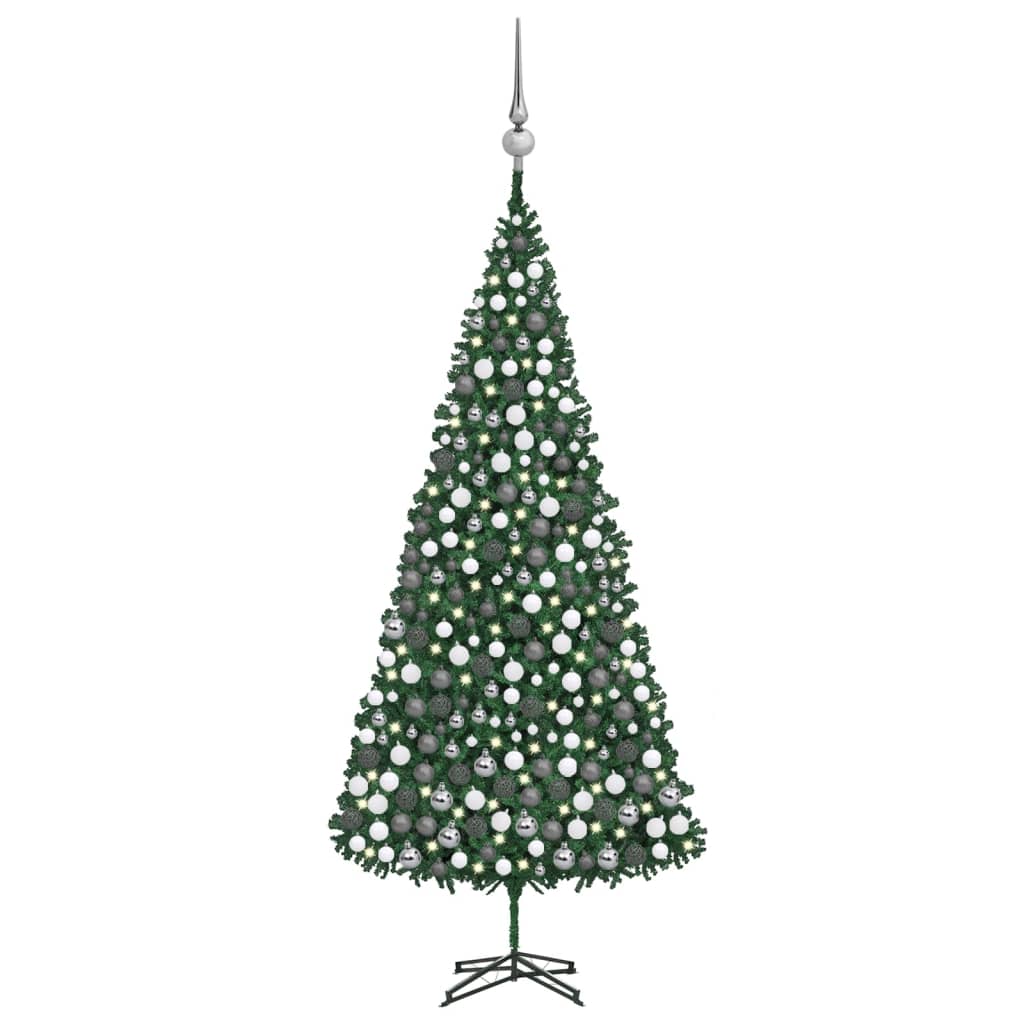 Kunstkerstboom met LED's en kerstballen 500 cm groen