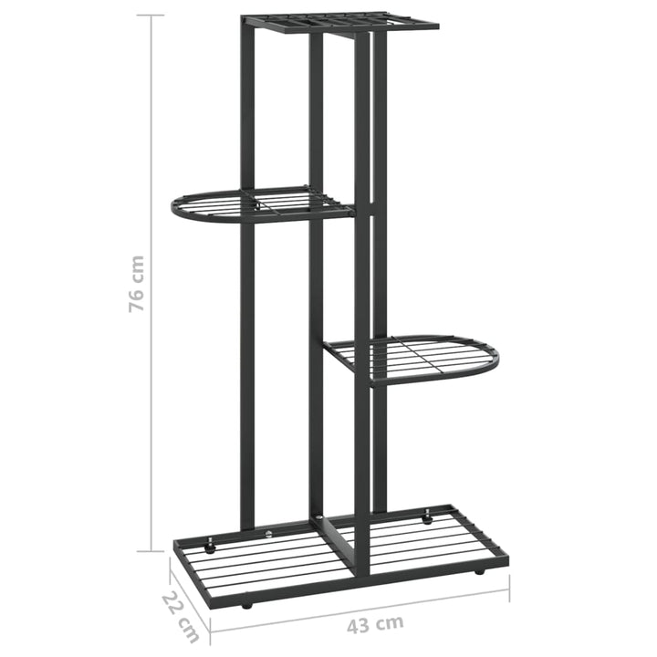 Bloemenstandaard met 4 lagen 43x22x76 cm metaal zwart