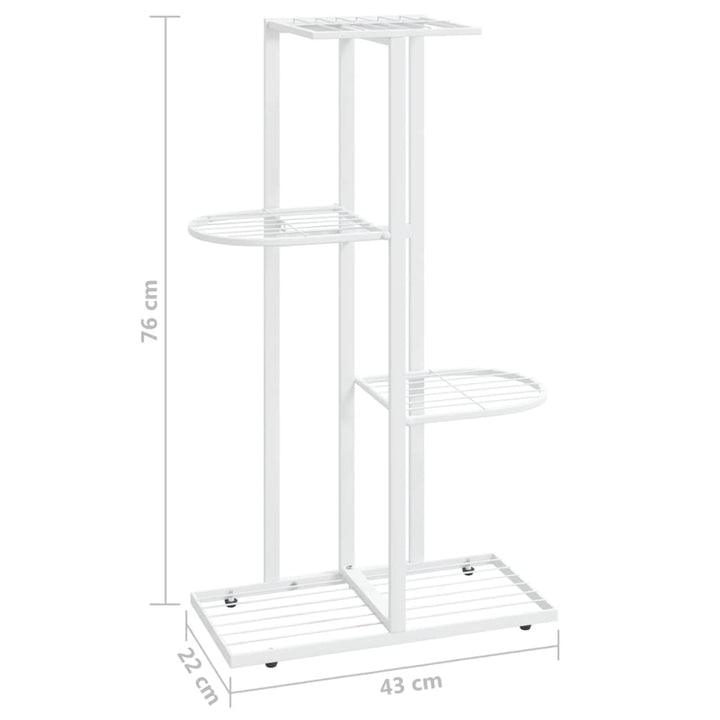 Bloemenstandaard met 4 lagen 43x22x76 cm metaal wit