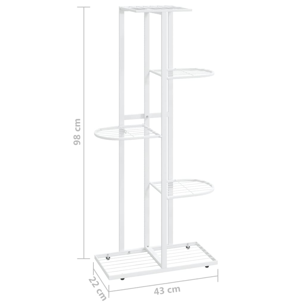 Bloemenstandaard met 5 lagen 43x22x98 cm metaal wit