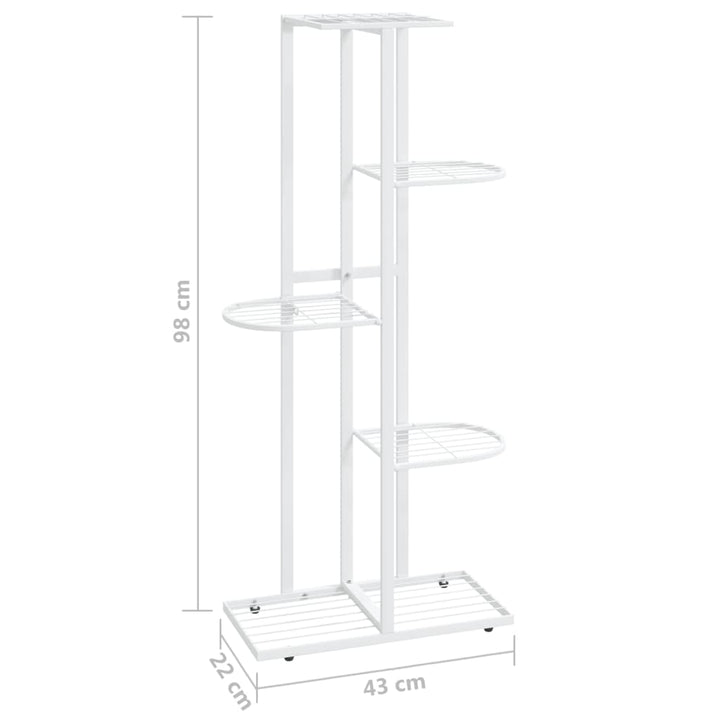 Bloemenstandaard met 5 lagen 43x22x98 cm metaal wit