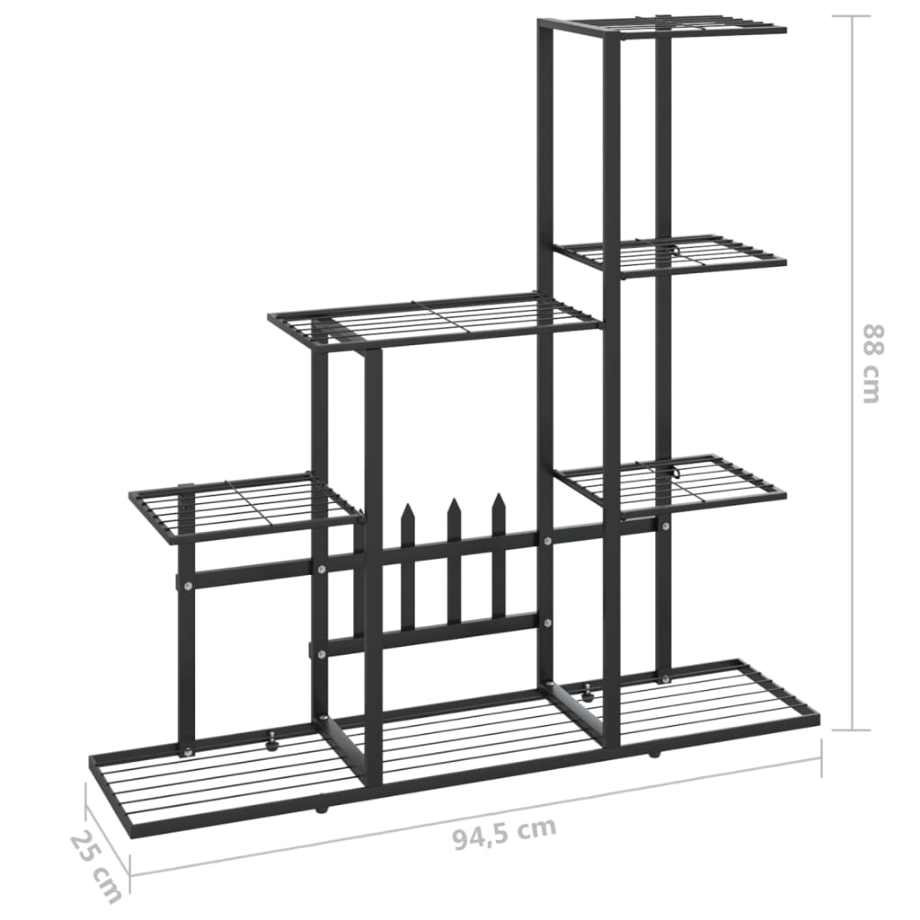 Bloemenstandaard 94,5x25x88 cm metaal zwart