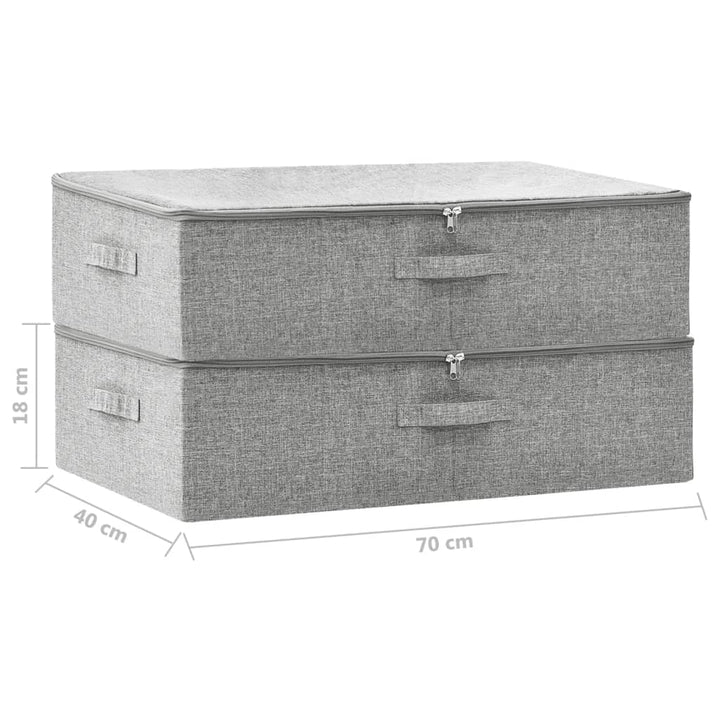Opbergboxen 2 st 70x40x18 cm stof grijs
