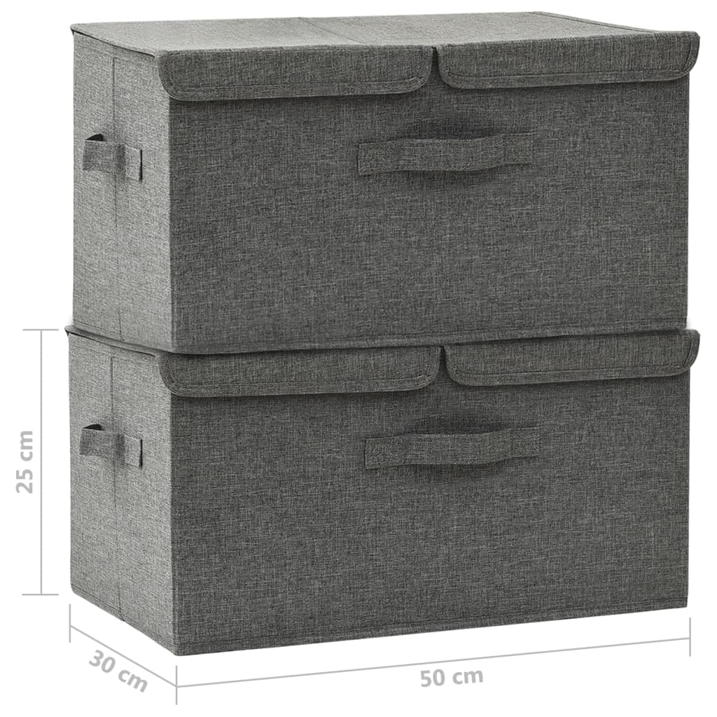 Opbergboxen 2 st 50x30x25 cm stof antracietkleurig