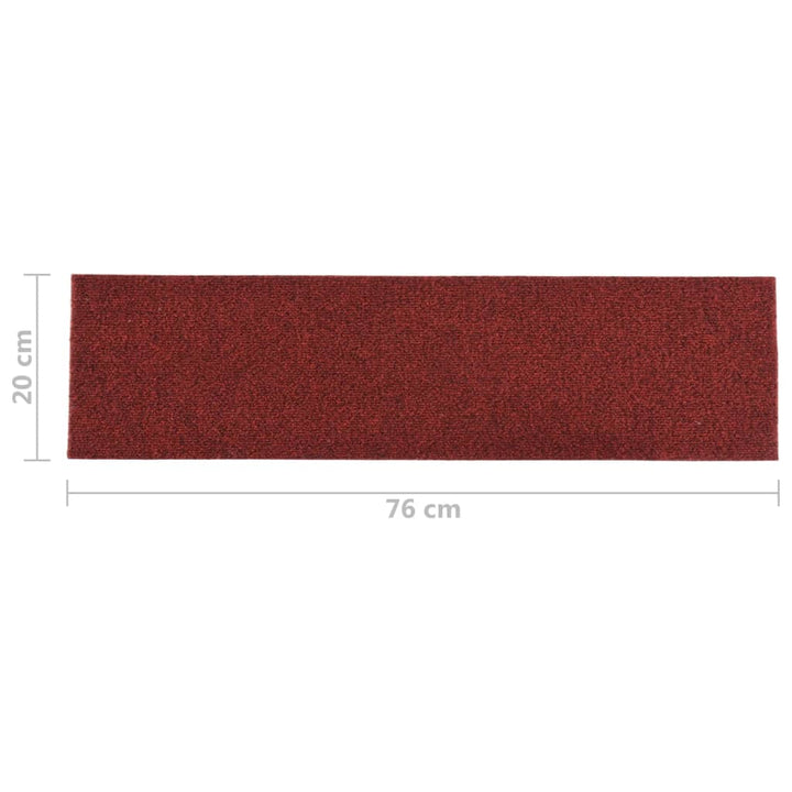 15 st Trapmatten zelfklevend rechthoekig 76x20 cm rood