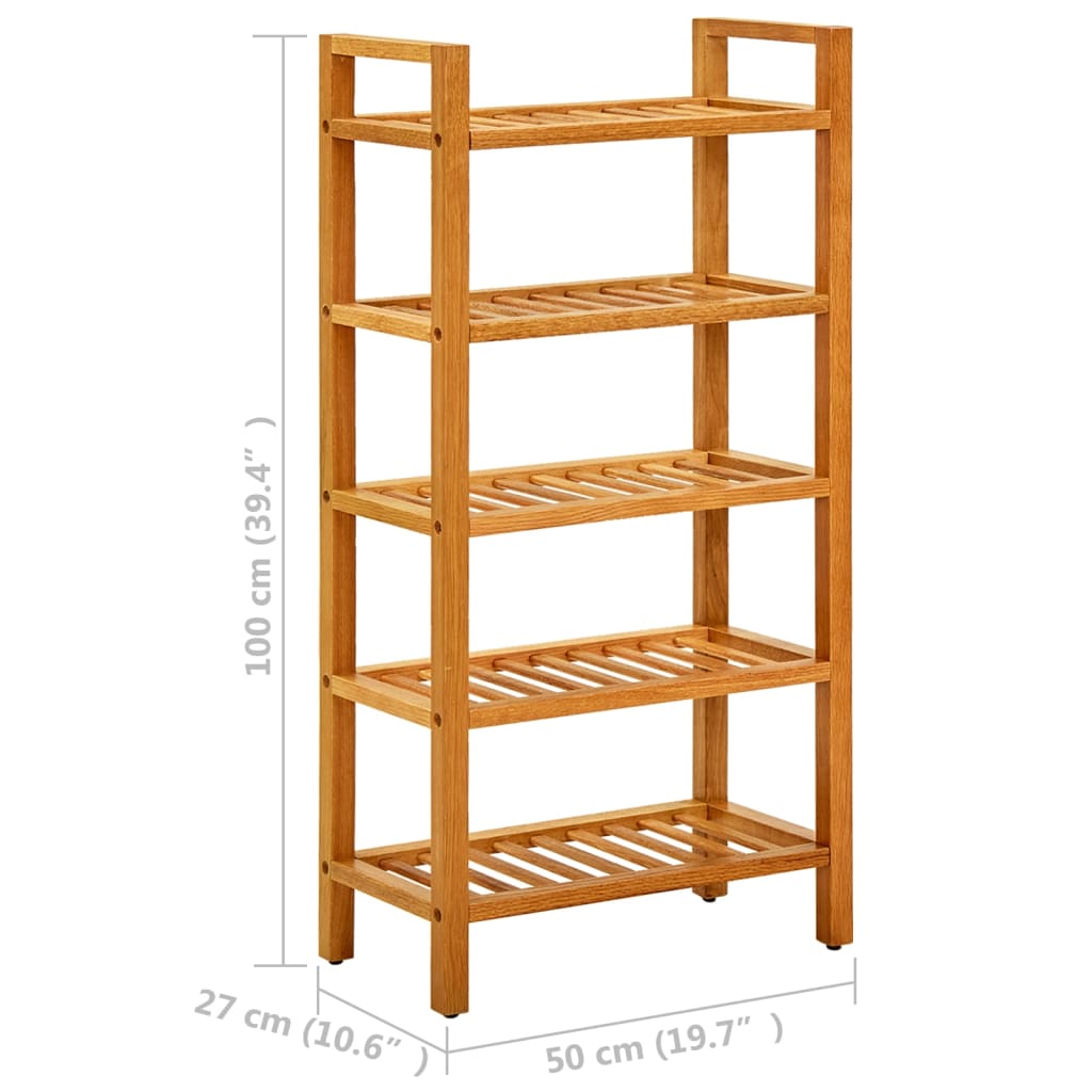 Schoenenrek met 5 planken 50x27x100 cm massief eikenhout