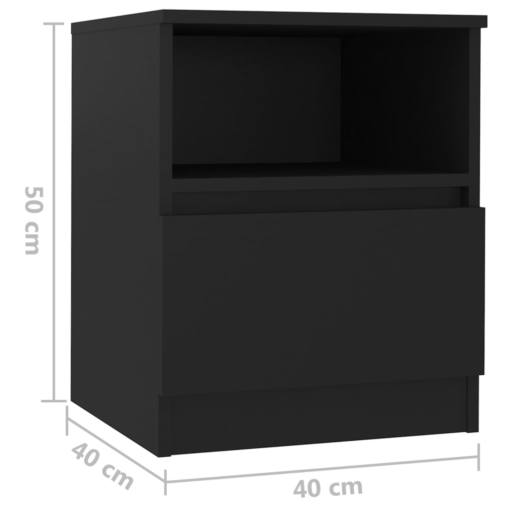 Nachtkastje 40x40x50 cm spaanplaat zwart