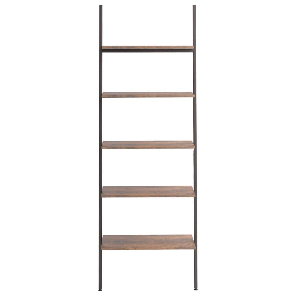 Ladderrek met 5 schappen 64x34x185,5 cm donkerbruin en zwart