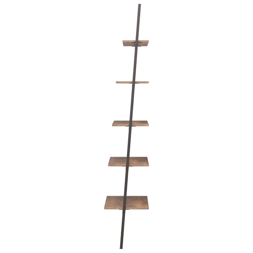 Ladderrek met 5 schappen 64x34x185,5 cm donkerbruin en zwart