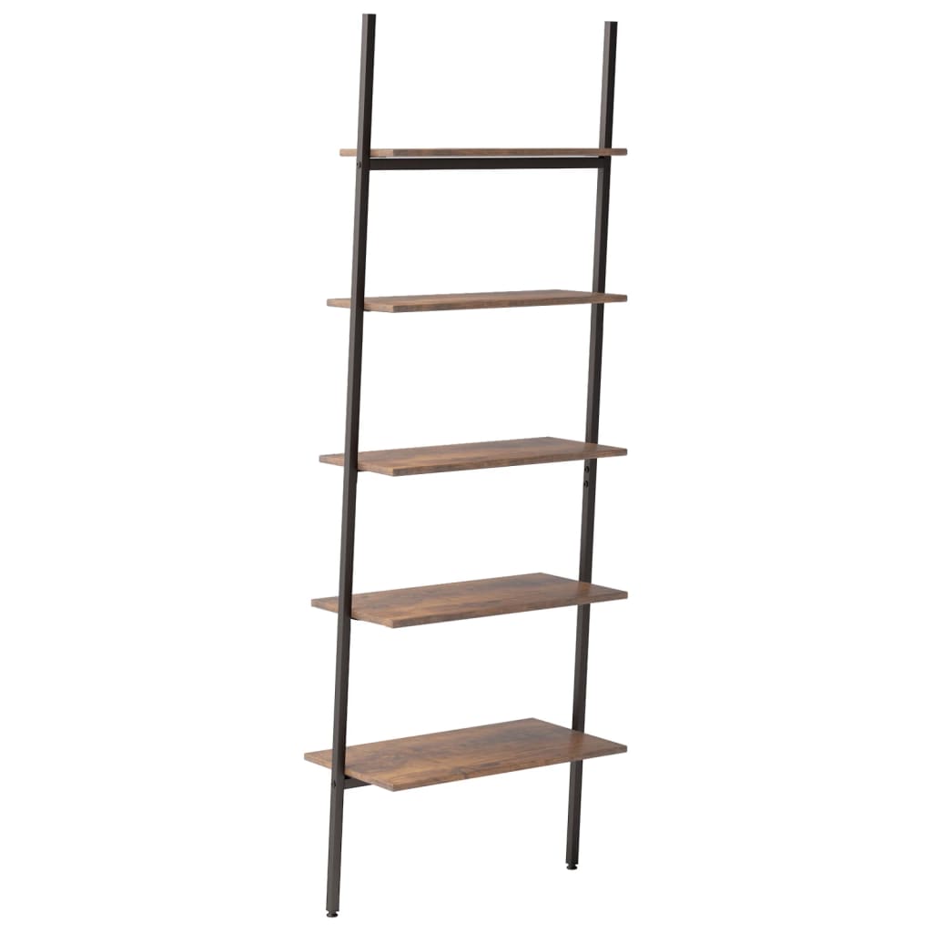 Ladderrek met 5 schappen 64x34x185,5 cm donkerbruin en zwart