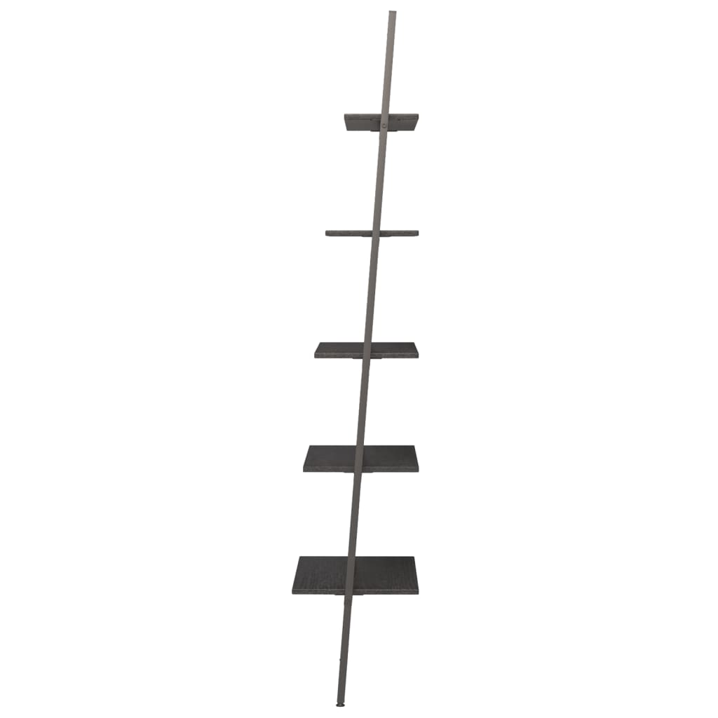 Ladderrek met 5 schappen 64x34x185,5 cm zwart