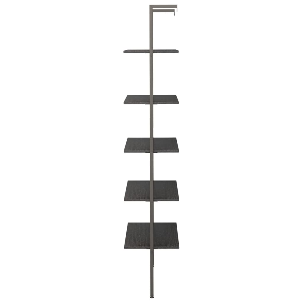 Ladderrek met 5 schappen 64x35x185 cm zwart