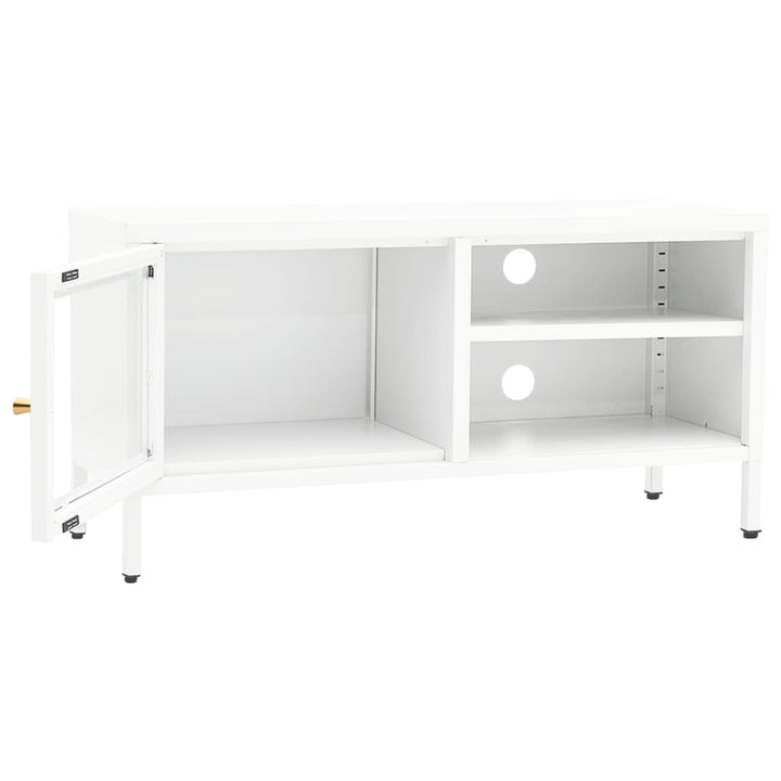Tv-meubel 90x30x44 cm staal en glas wit