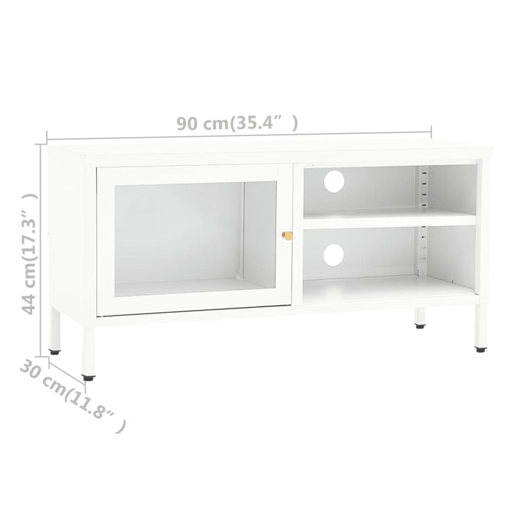 Tv-meubel 90x30x44 cm staal en glas wit